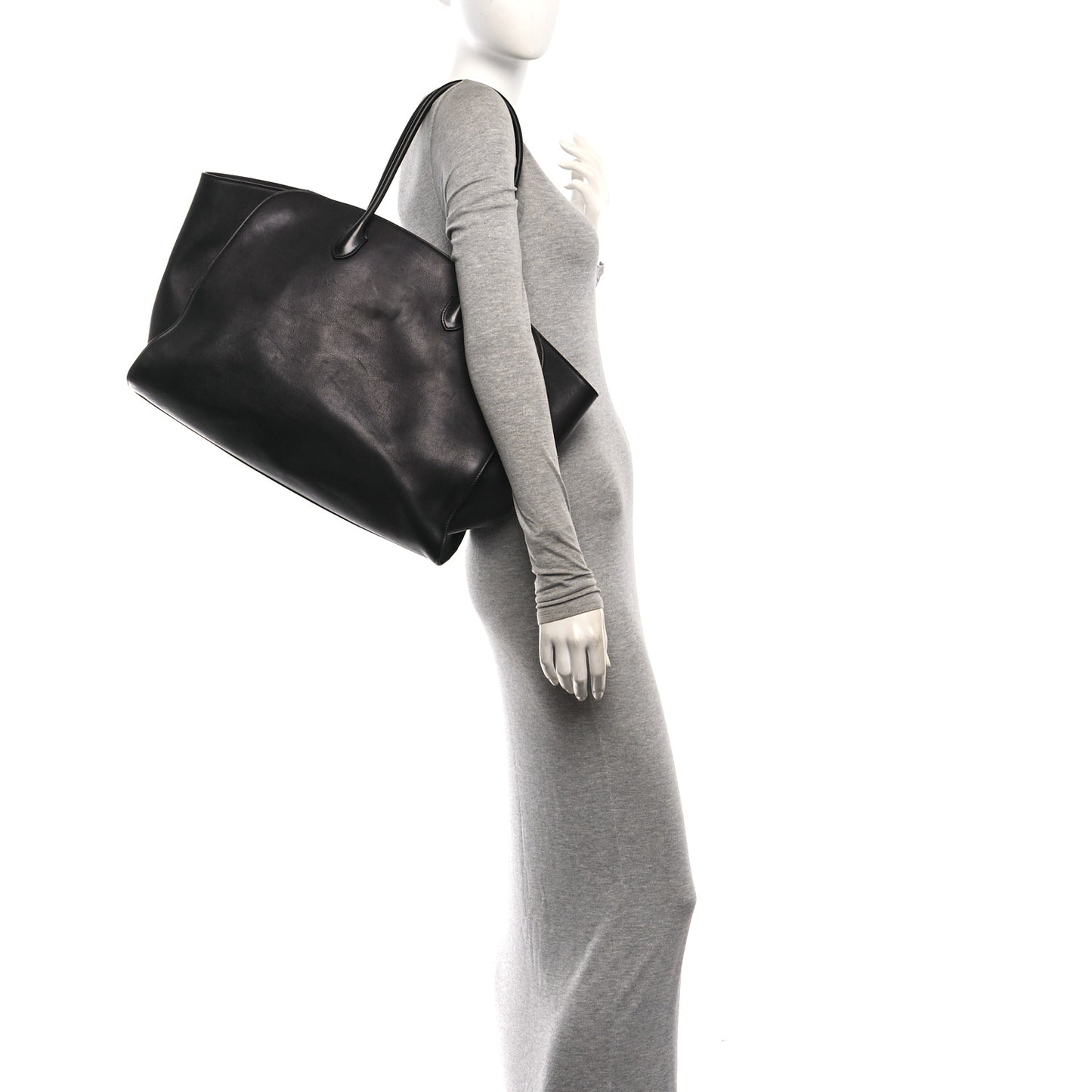 Polished Saddle Calfskin Marlo 17 Tote Bag Black