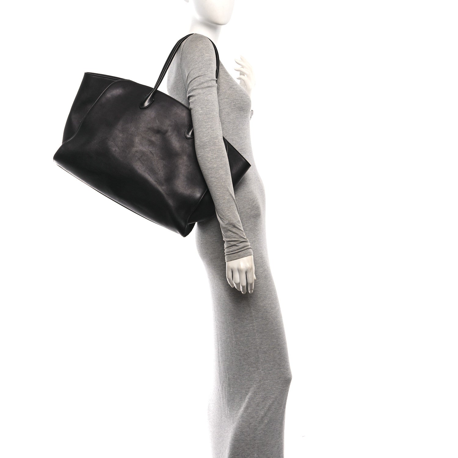 The Row Polished Saddle Calfskin Marlo 17 Tote Bag Black 2 of 9