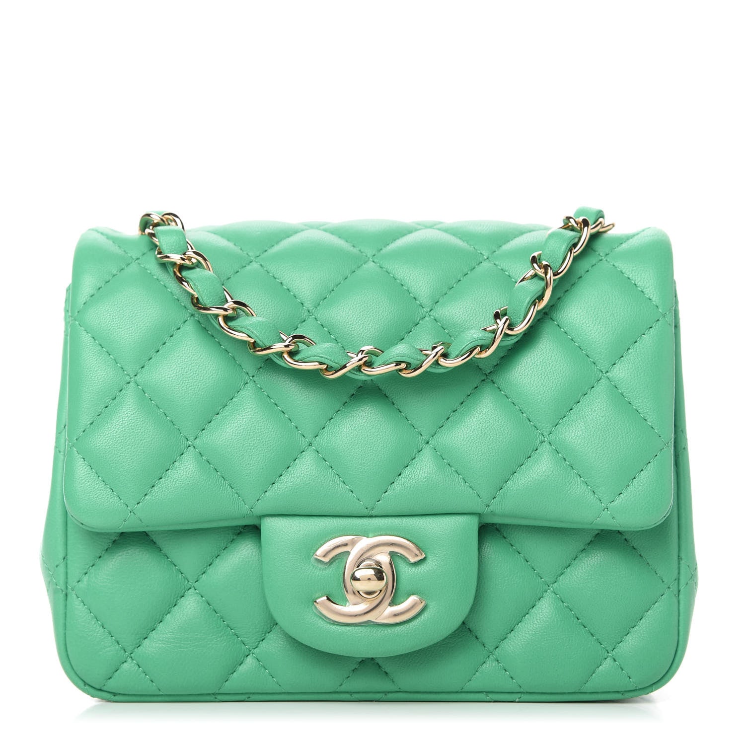 Chanel Lambskin Quilted Mini Square Flap Green 1 of 10