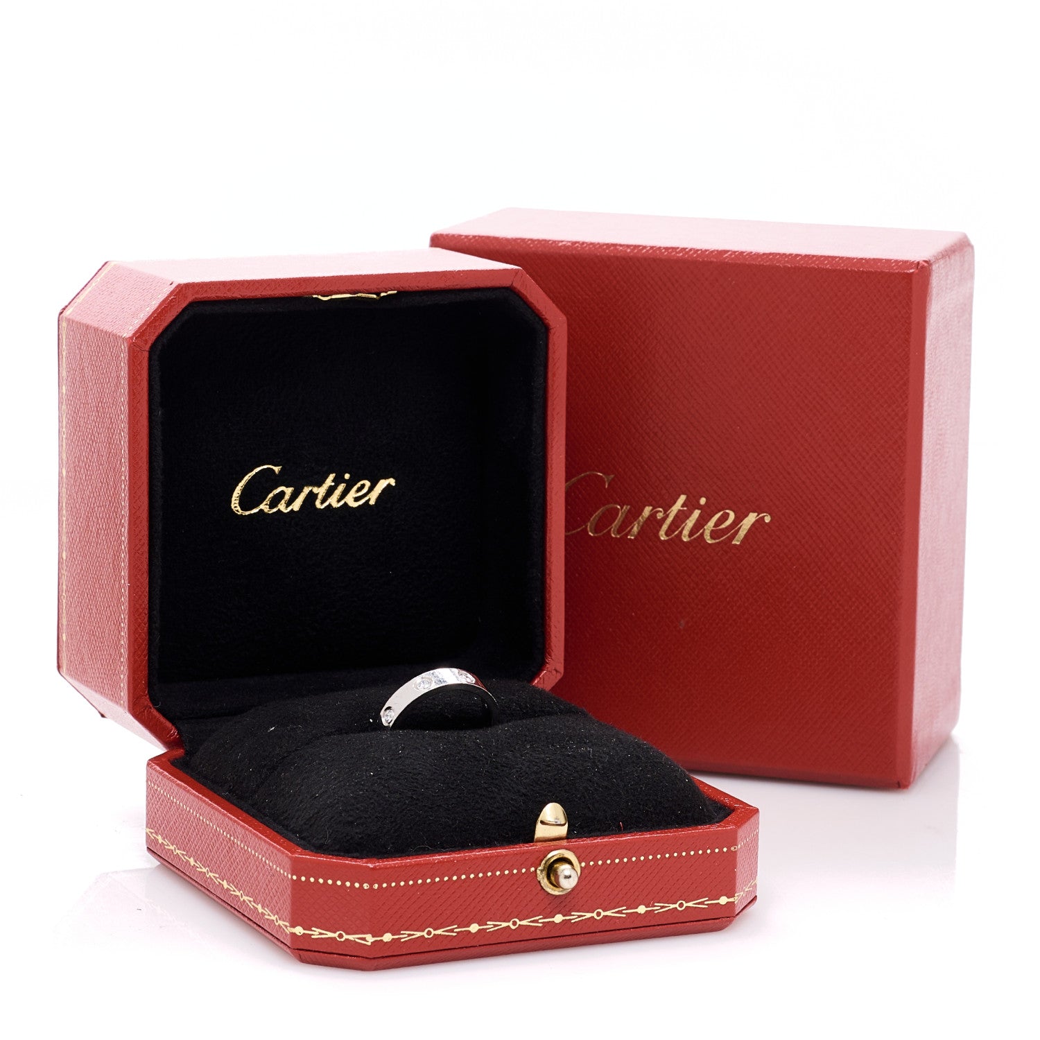 Cartier 18K White Gold 8 Diamond 4mm Wedding Band LOVE Ring 50 5.25 5 of 5