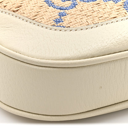 Gucci Raffia Textured Dollar Calfskin GG Monogram Small Jackie 1961 Hobo Mystic White Royale Natural 11 of 13