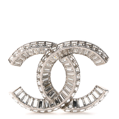Chanel Baguette Crystal CC Brooch Silver 1 of 5