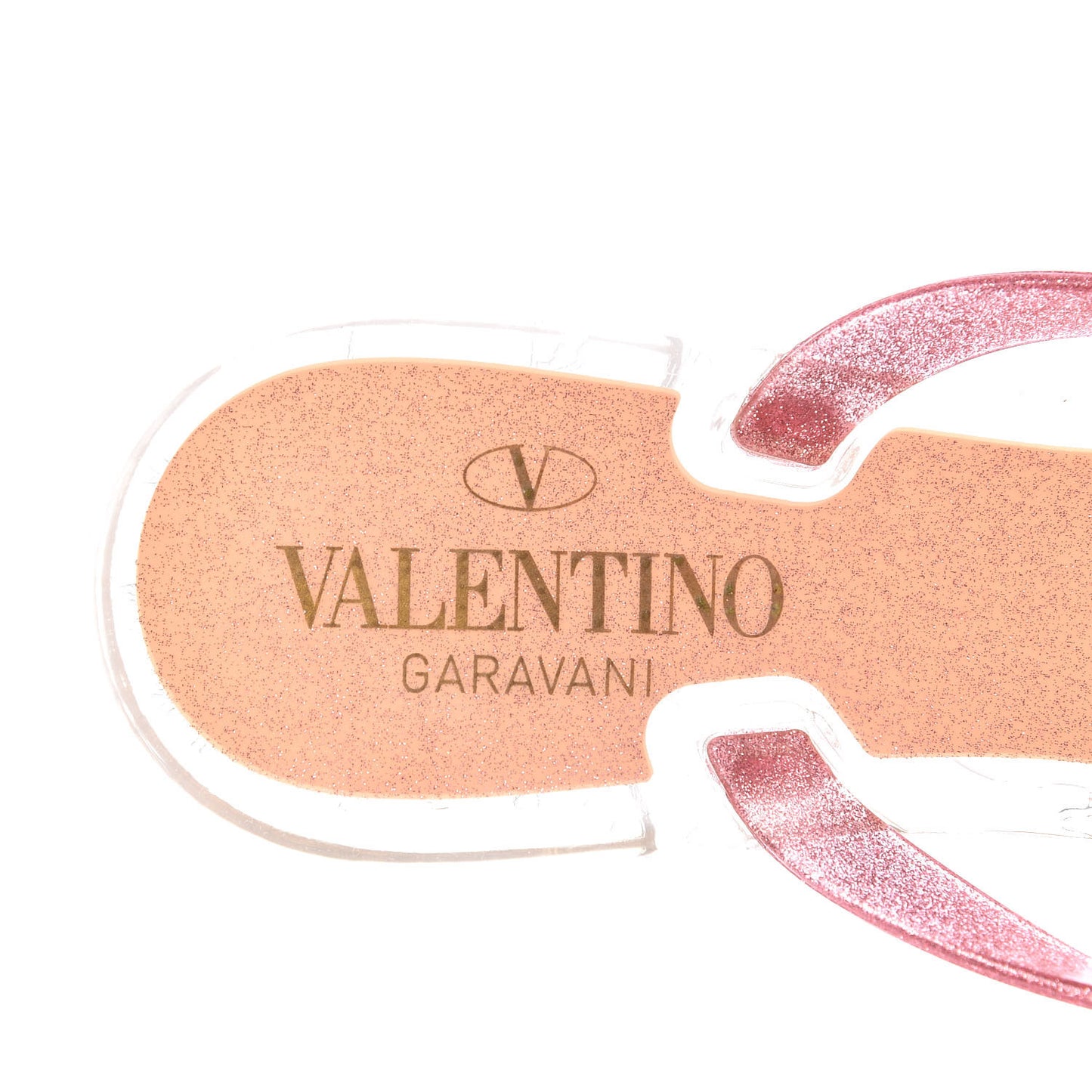 PVC Jelly Glitter Rockstud Bow Thong Sandals 37 Pink