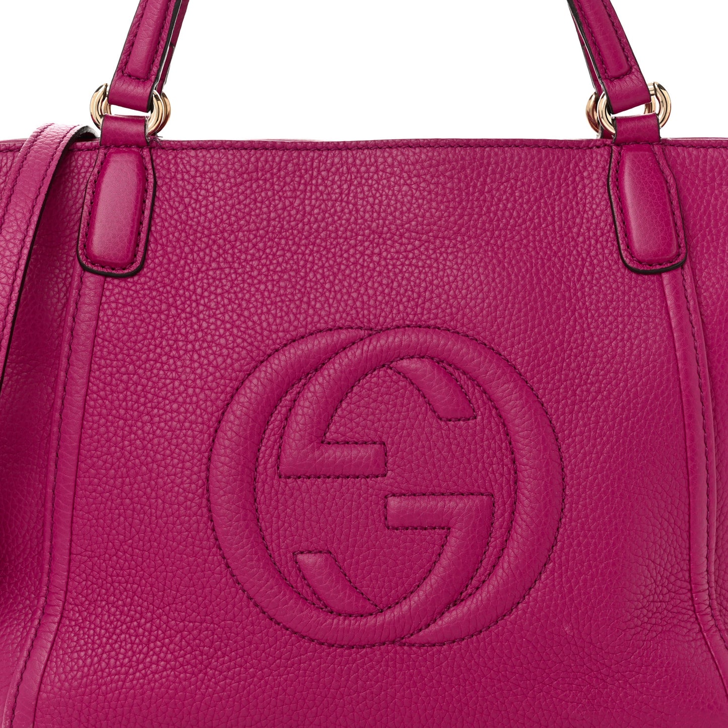 Pebbled Calfskin Small Soho Top Handle Bag Bright Bougainvillea