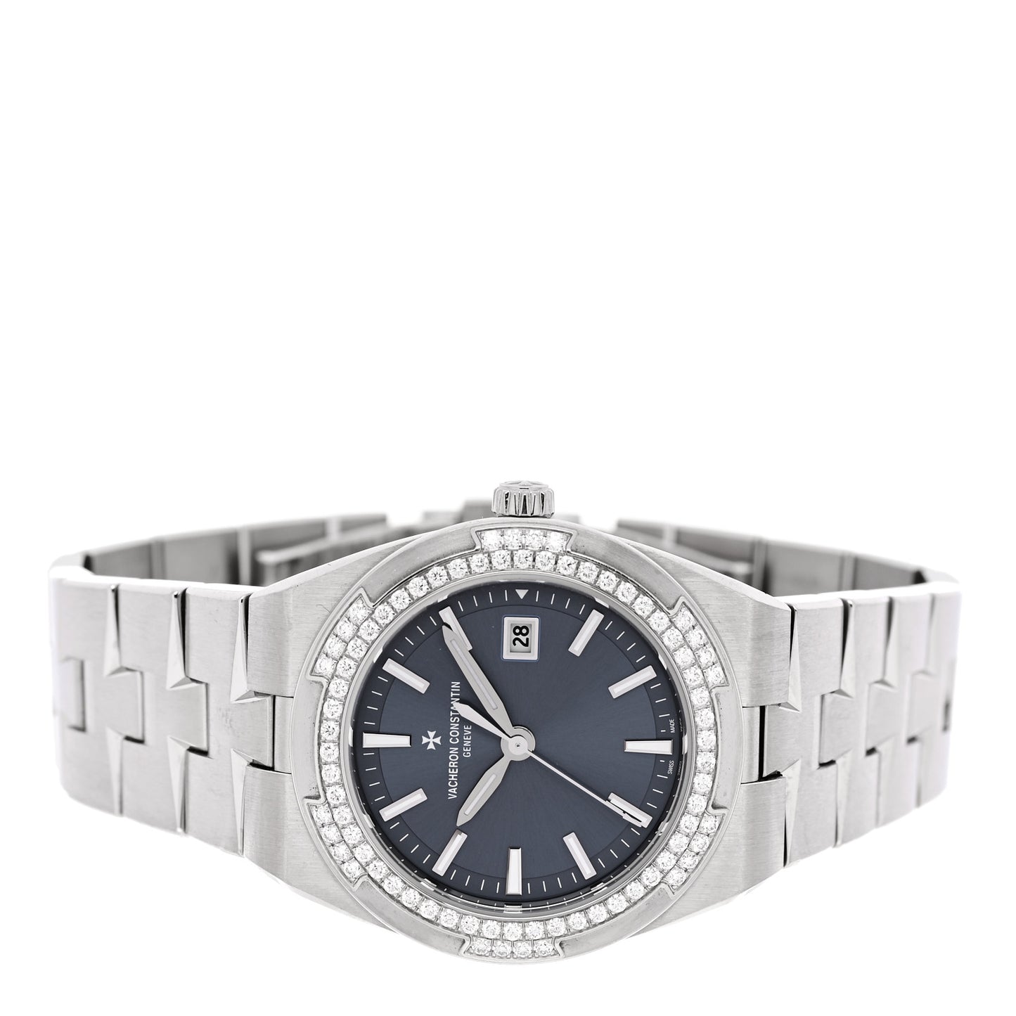 Stainless Steel Diamond Bezel 33mm Overseas Quartz Watch Blue 1225V/200A-B590