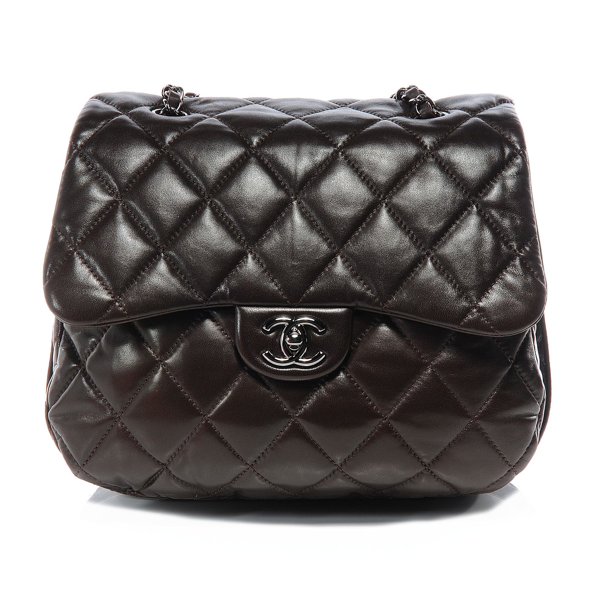 Chanel Lambskin Quilted 3 Large Flap Dark Brown 1 of 8