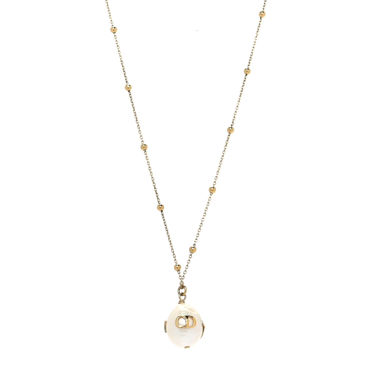 Christian Dior Resin Pearl Necklace Gold 1 of 4
