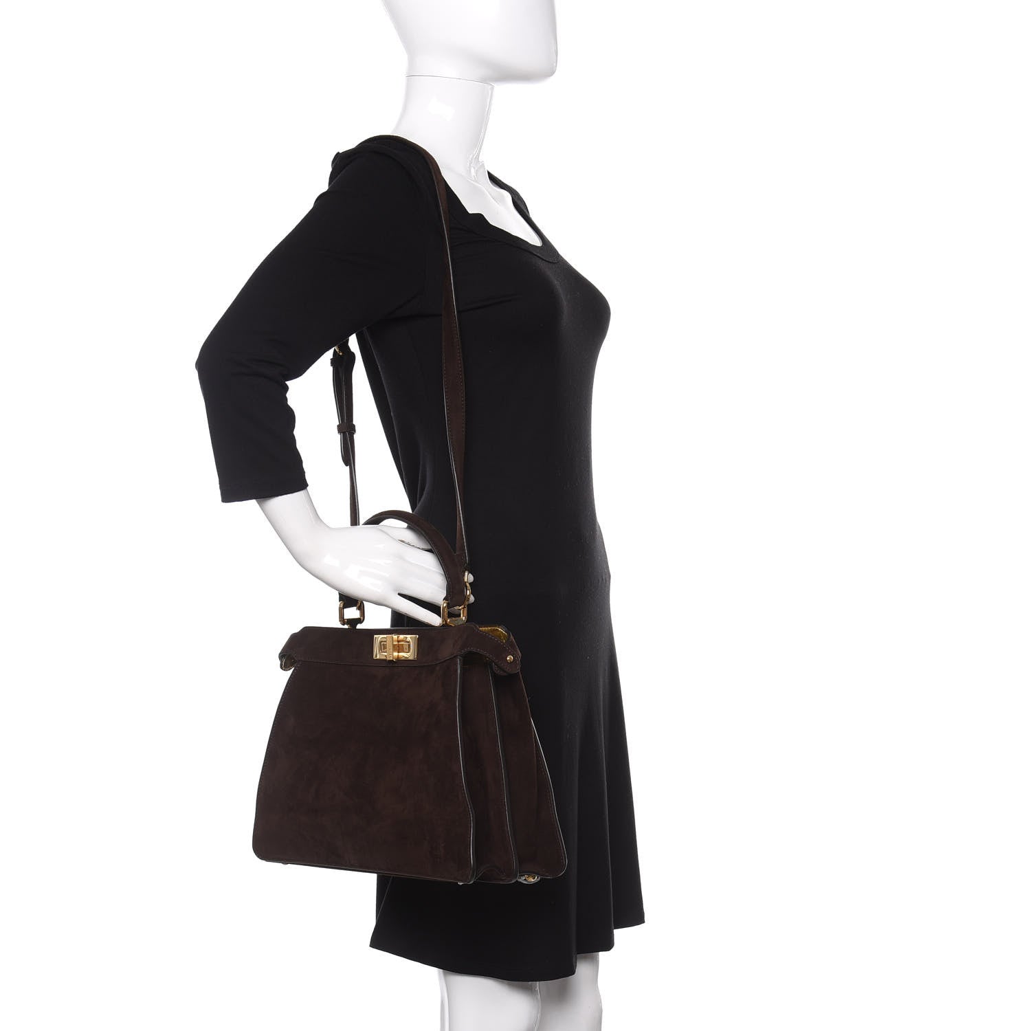 Fendi Suede Medium Peekaboo I See U Satchel Moresco Oro Chiaro 2 of 10