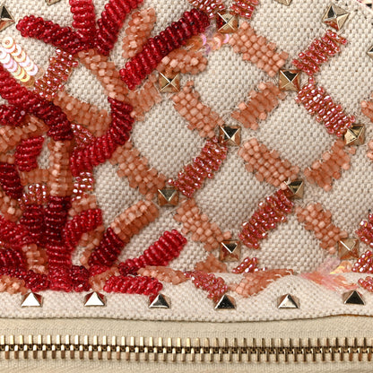Valentino Garavani Canvas Beaded Mini Rockstud Spike Backpack Red 7 of 9