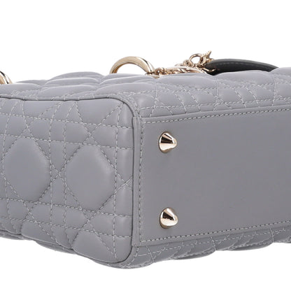 Christian Dior Lambskin Cannage Small My ABCDior Lady Dior Grey 9 of 10