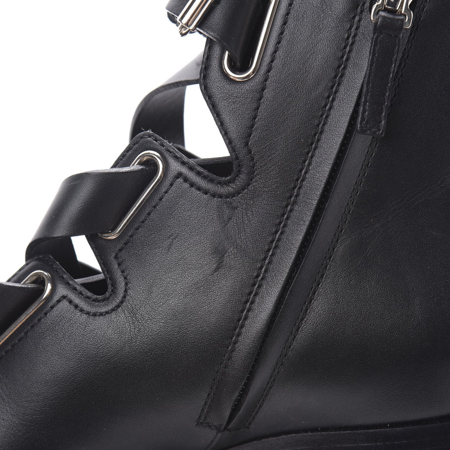 Calfskin Plum Lace Up Combat Boots 36 Black