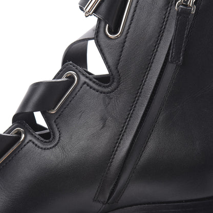 Valentino Garavani Calfskin Plum Lace Up Combat Boots 36 Black 10 of 11