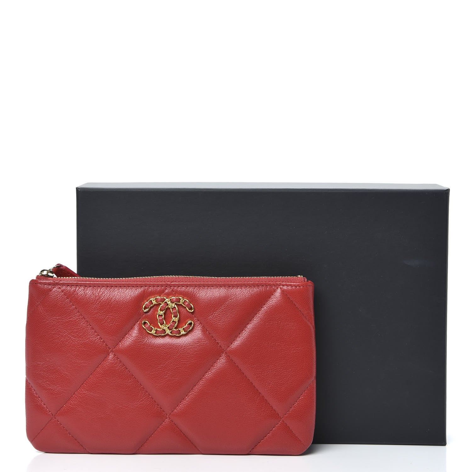 Chanel Shiny Goatskin Quilted Small 19 Pouch Red 12 of 12