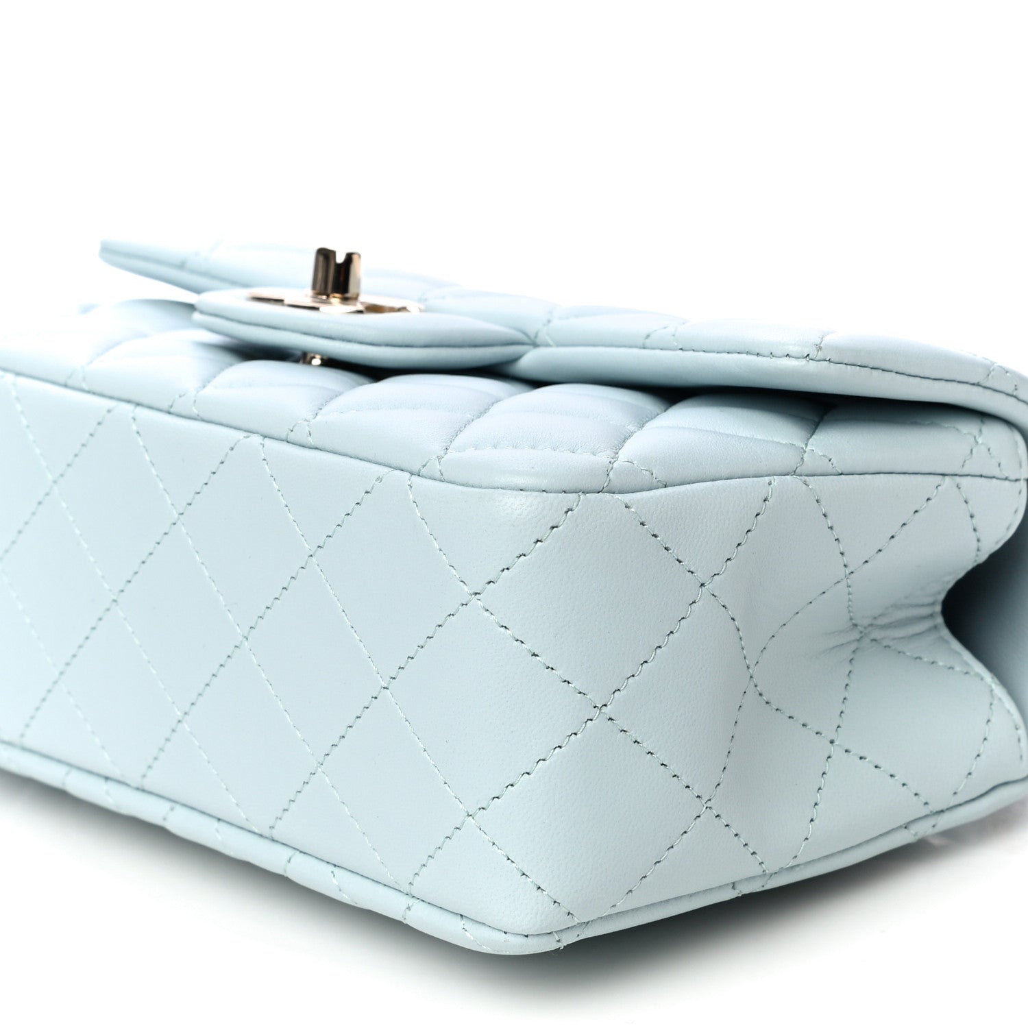 Chanel Lambskin Quilted Mini Top Handle Rectangular Flap Light Blue 10 of 11