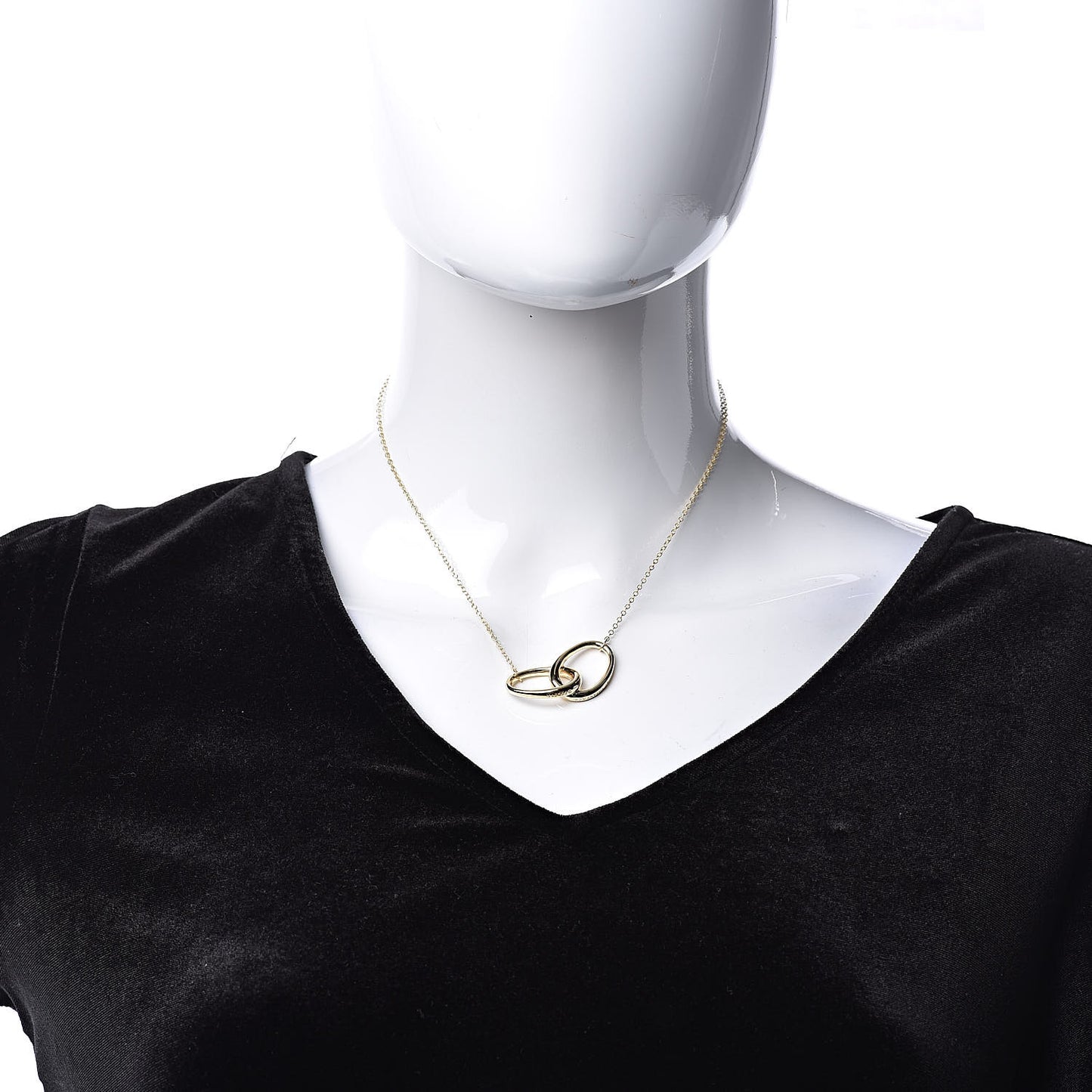 18K Yellow Gold Elsa Peretti Interlocking Ovals Pendant Necklace