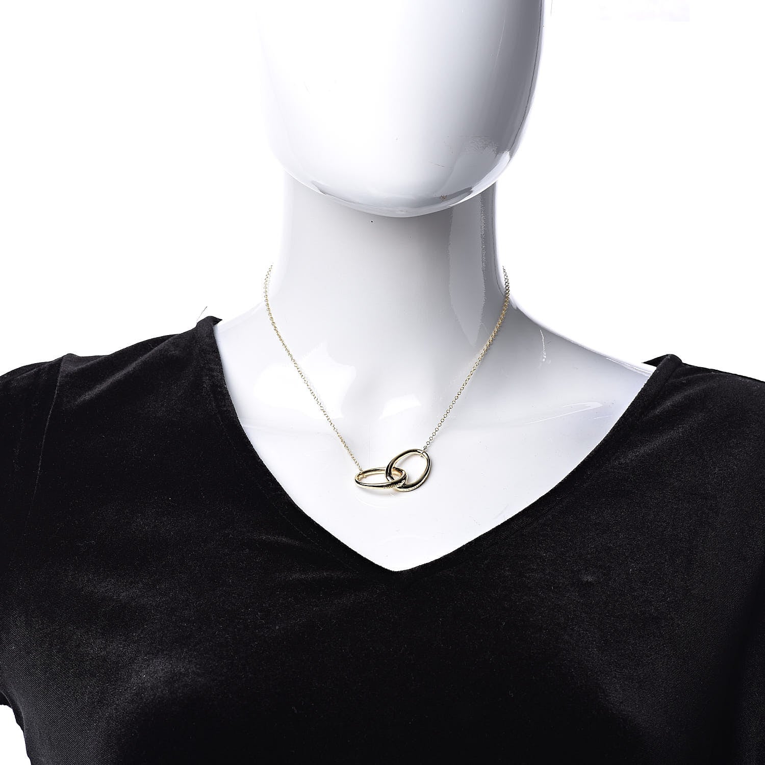 Tiffany 18K Yellow Gold Elsa Peretti Interlocking Ovals Pendant Necklace 2 of 6