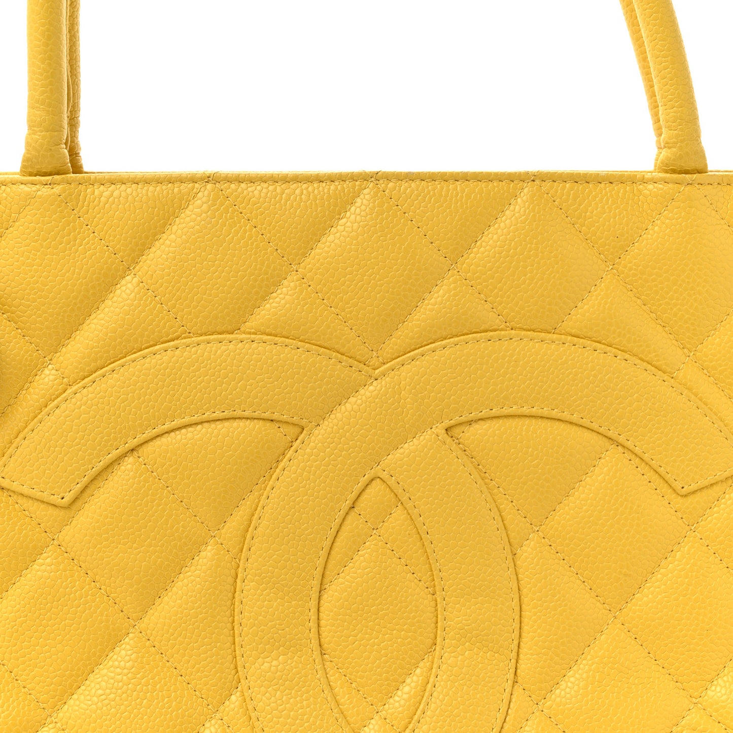 Caviar Quilted Medallion Tote Yellow