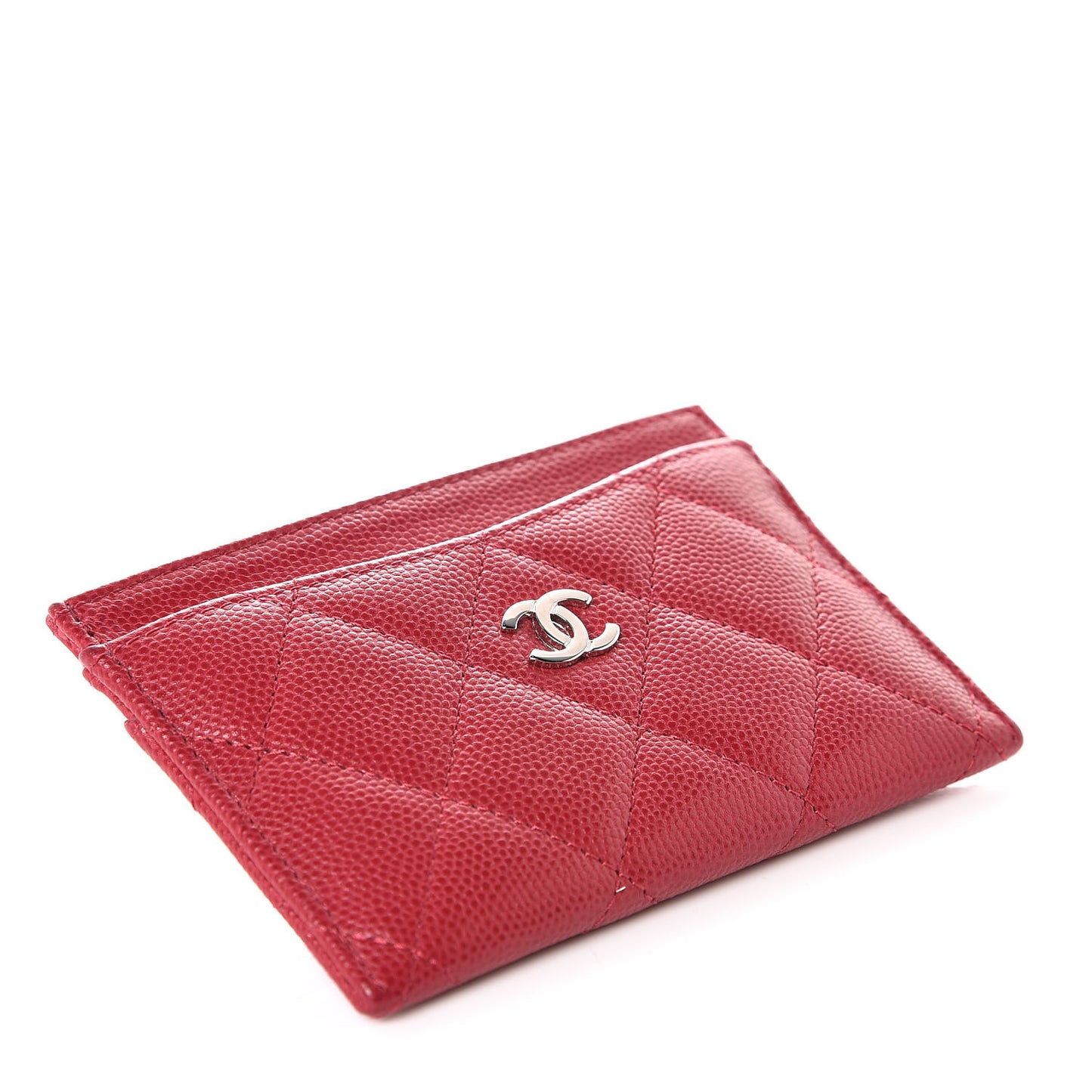 Caviar Quilted Card Holder Pink