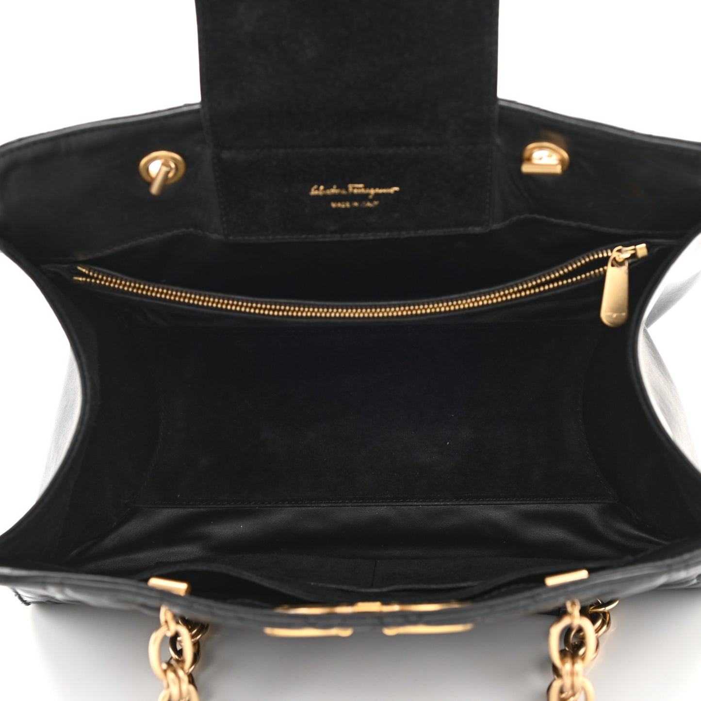 Calfskin Quilted Gancini Shoulder Bag Black