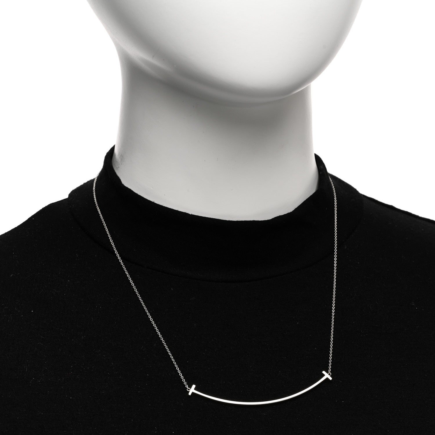 Tiffany Sterling Silver Large T Smile Pendant Necklace 2 of 5
