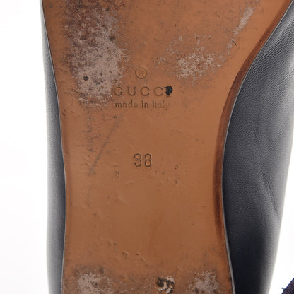 Gucci Calfskin Grosgrain Gallipolli Bow Loafers 38 Navy 10 of 18