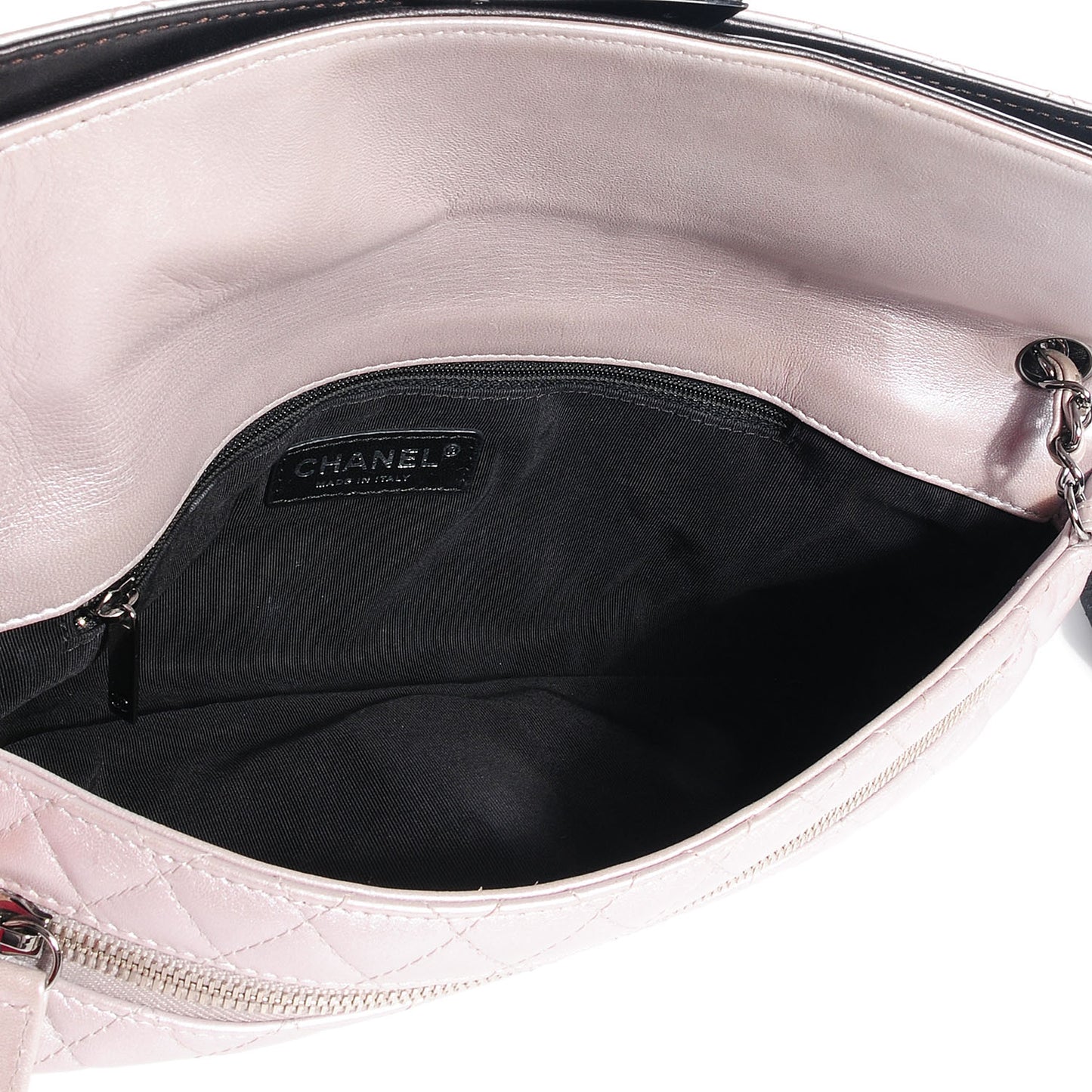 Metallic Calfskin East West Mademoiselle Flap Pearl Black