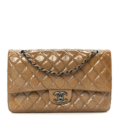 Chanel Crinkled Patent Quilted Medium Double Flap Beige 1 of 11