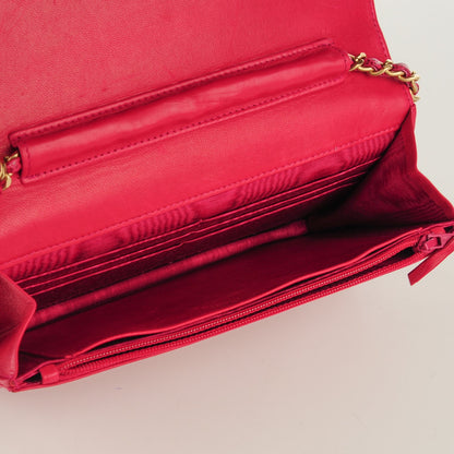 Chanel Caviar Timeless CC Wallet On Chain WOC Dark Fuchsia 5 of 9