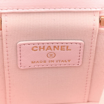 Chanel Lambskin Quilted Mini Vanity Case With Pearl Chain Light Pink 6 of 13