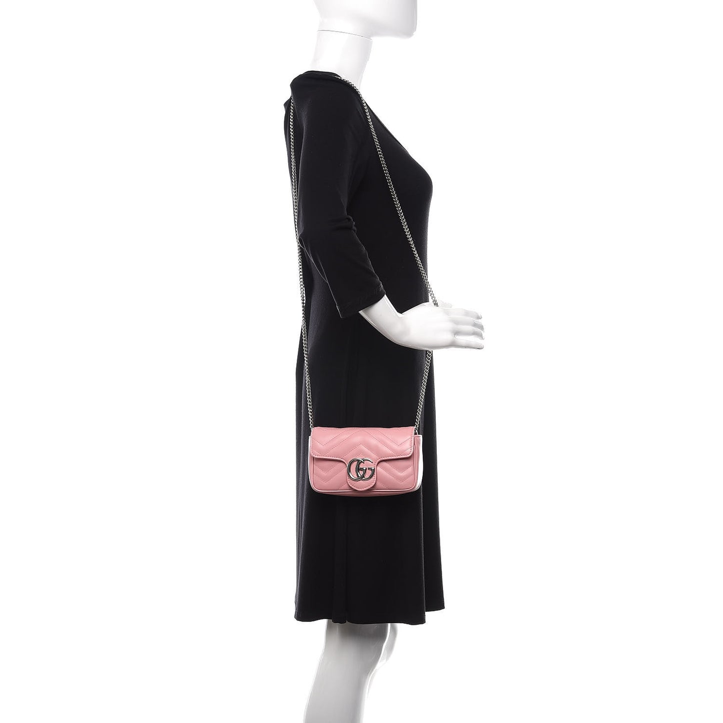 Calfskin Matelasse Super Mini GG Marmont Shoulder Bag Wild Rose