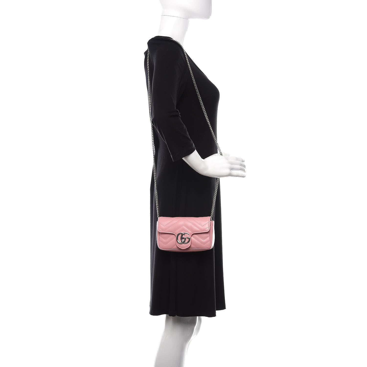 Gucci Calfskin Matelasse Super Mini GG Marmont Shoulder Bag Wild Rose 2 of 12