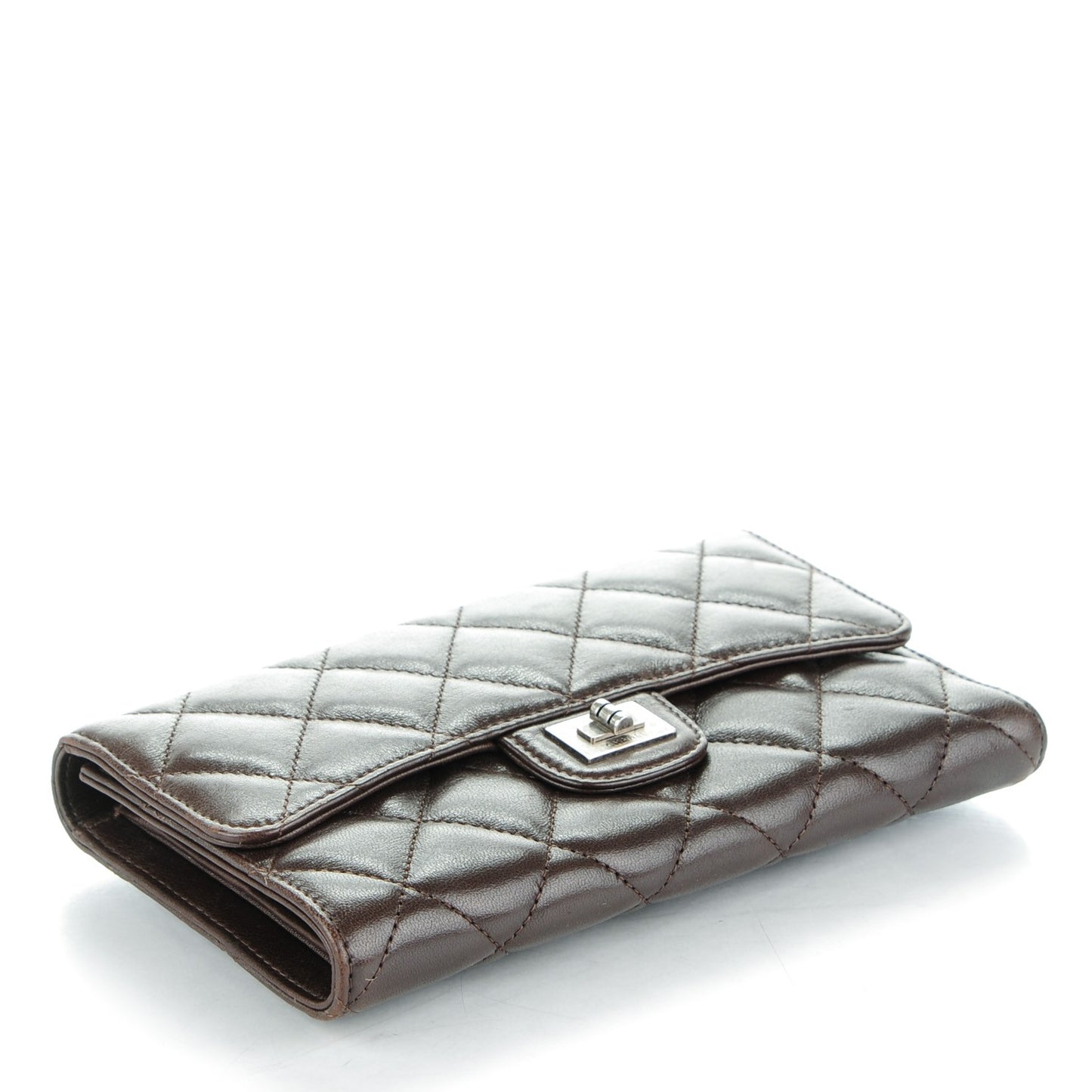 Lambskin Quilted Reissue Long Flap Wallet Dark Brown