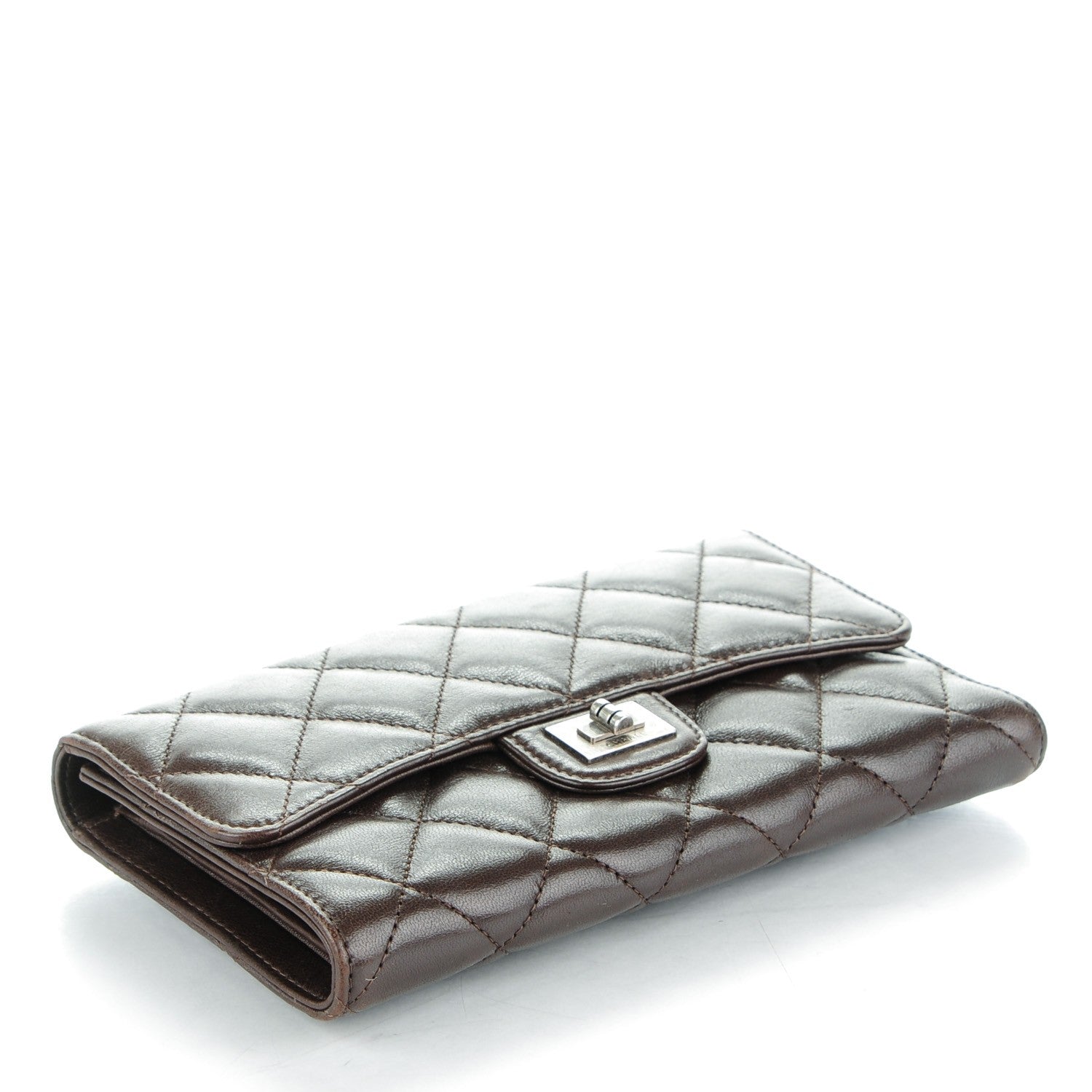 Chanel Lambskin Quilted Reissue Long Flap Wallet Dark Brown 4 of 8