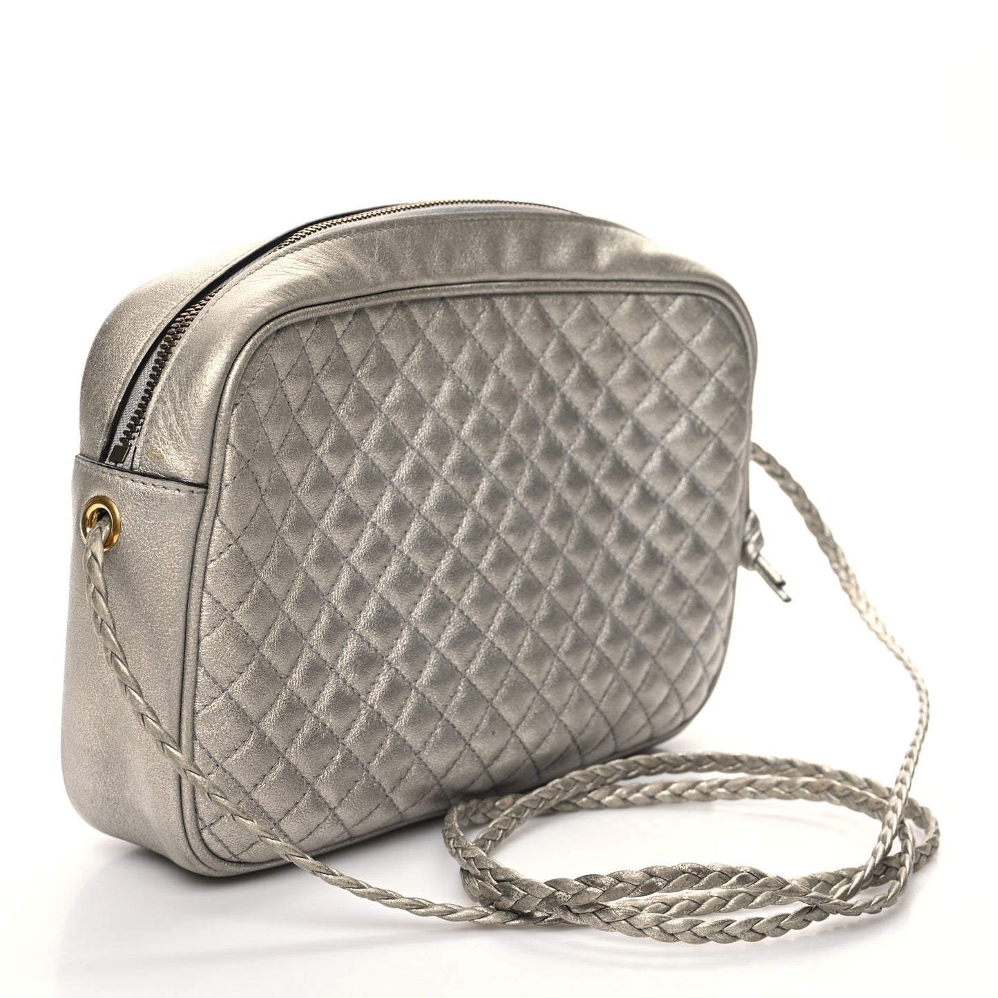 Laminated Nappa Web Trapuntata Small GG Shoulder Bag Argento