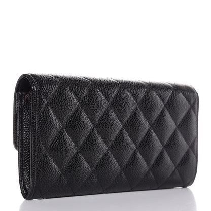 Chanel Caviar Quilted Large Gusset Flap Wallet Black 3 of 9