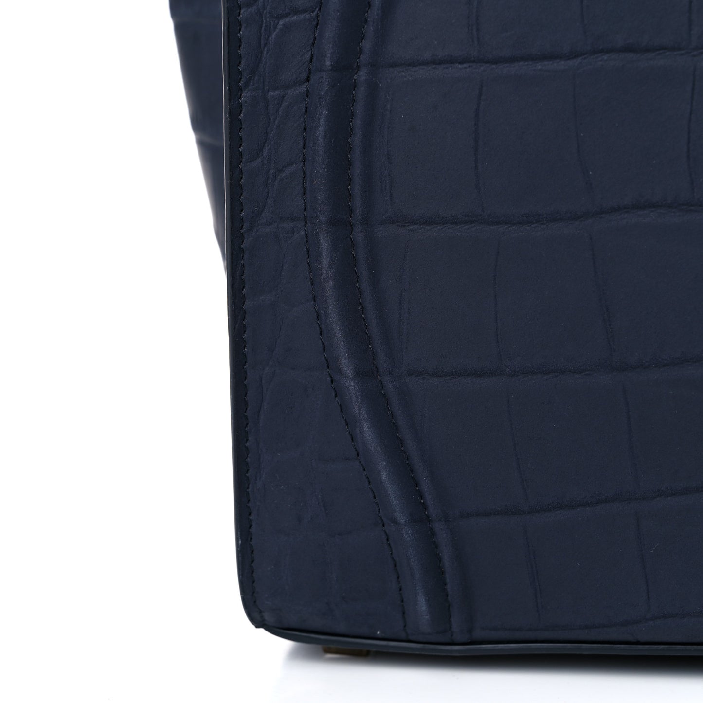 Crocodile Embossed Calfskin Medium Phantom Luggage Navy Blue