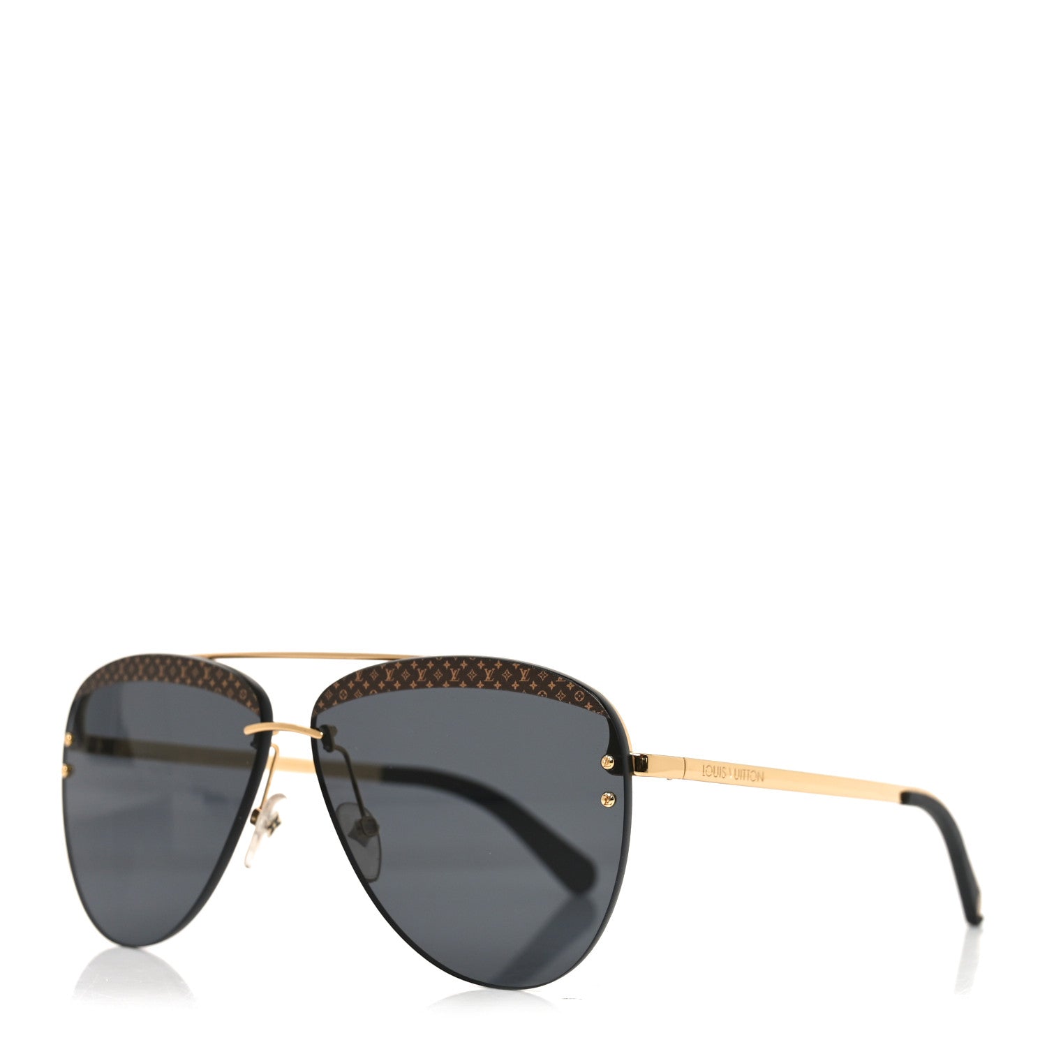 Louis Vuitton Metal Monogram La Favorite Pilot Aviator Sunglasses Z1433W Black 1 of 7
