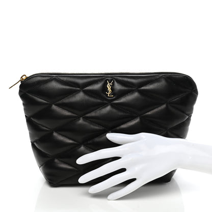 Saint Laurent Lambskin Monogram Medium Sade Puffer Pouch Black 2 of 9