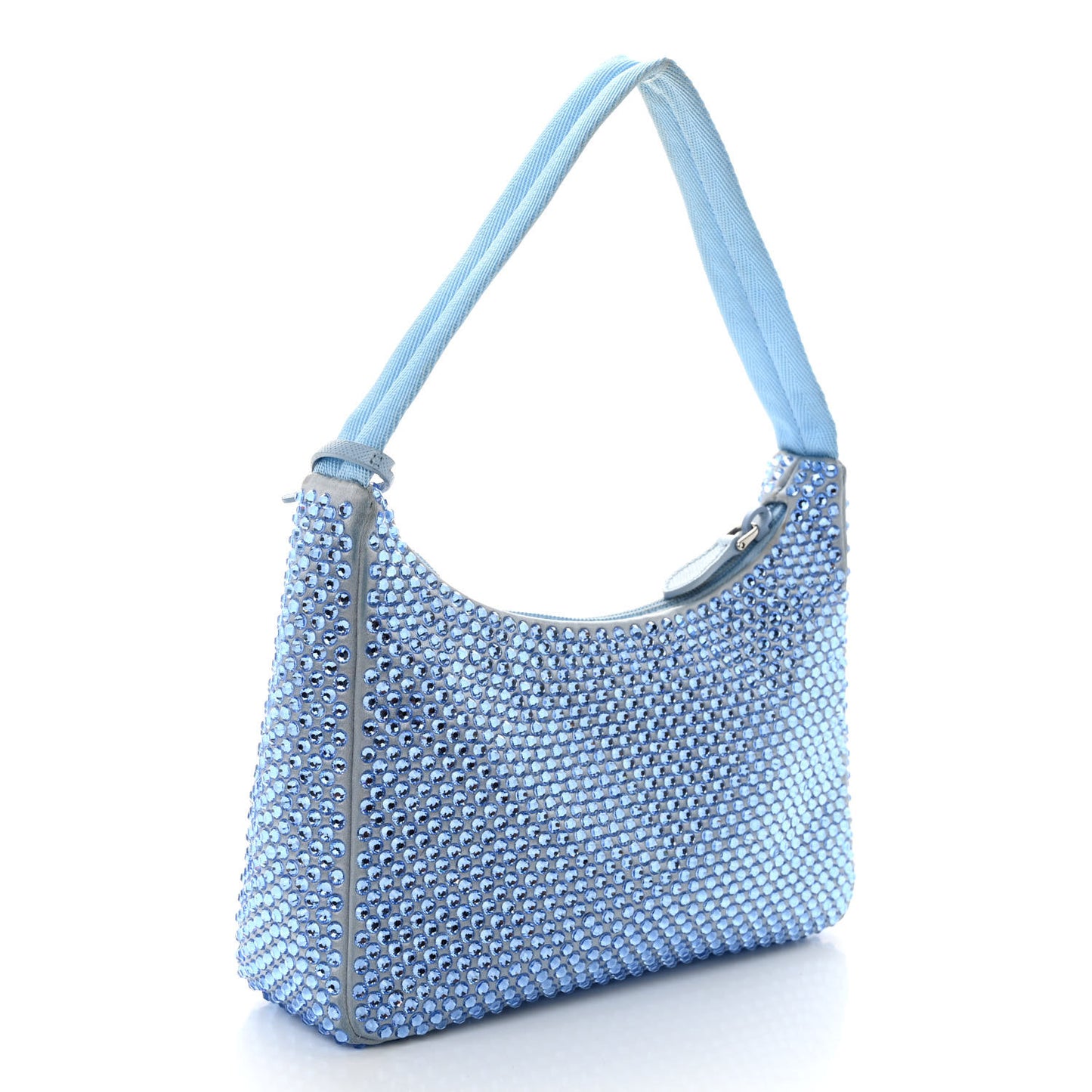Satin Crystal Mini Re-Edition 2000 Bag Celeste