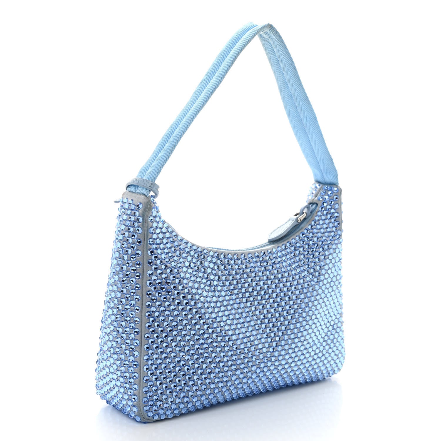 Prada Satin Crystal Mini Re-Edition 2000 Bag Celeste 3 of 12