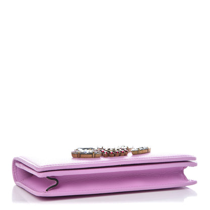Gucci Calfskin Marquise Crystals Mini GG Chain Wallet Malva 4 of 7