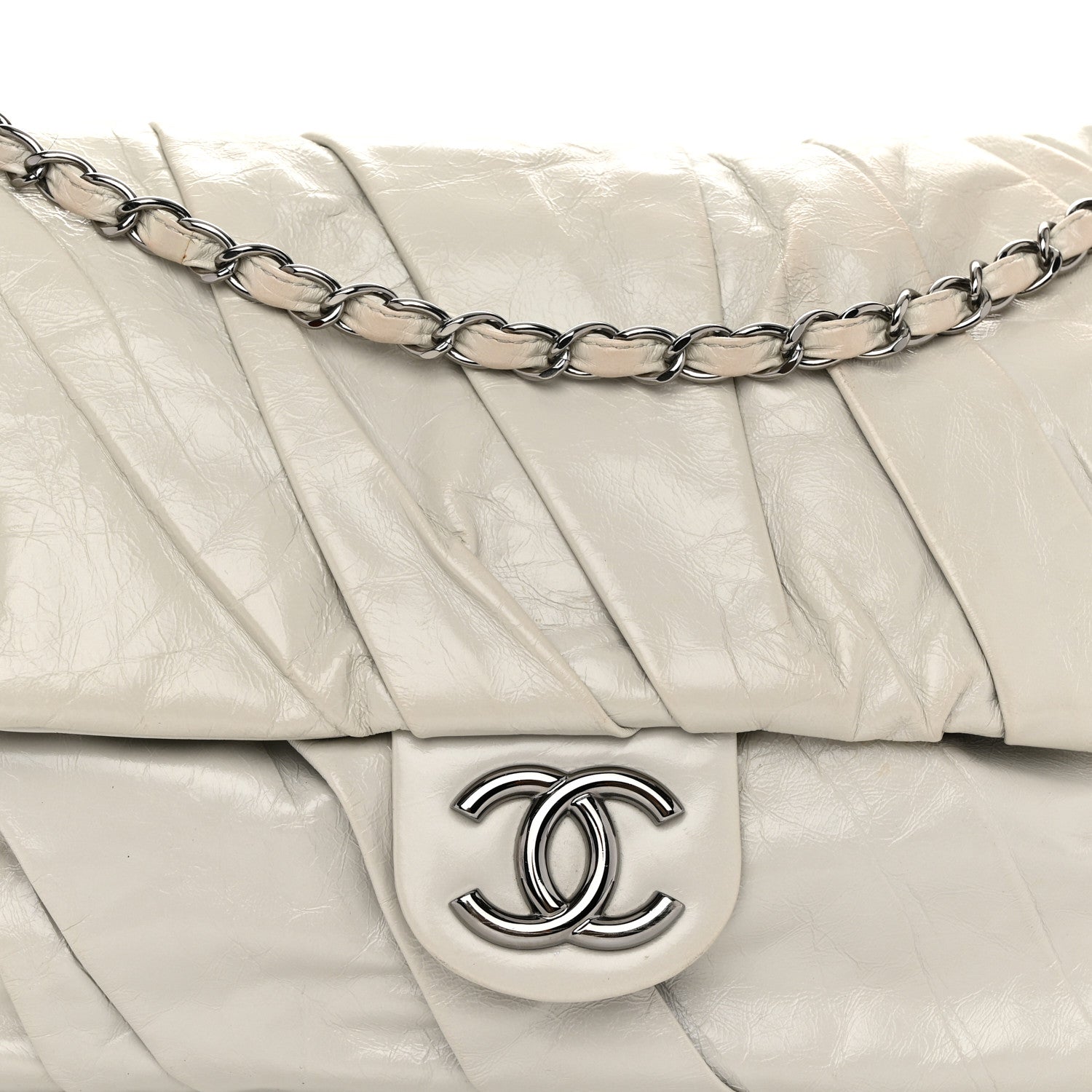 Chanel Glazed Calfskin Twisted Maxi Flap Light Grey 8 of 12