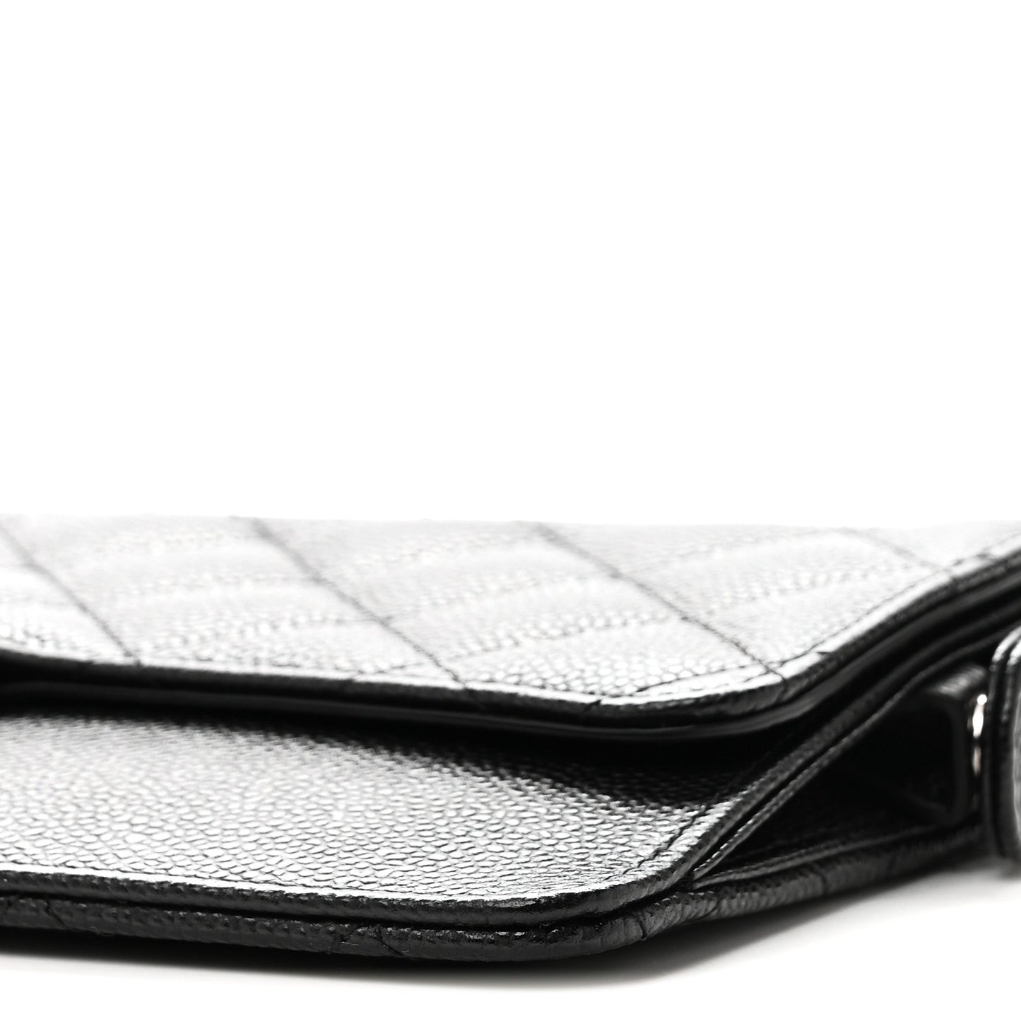 Caviar Quilted Classic Pouch With Handle Black