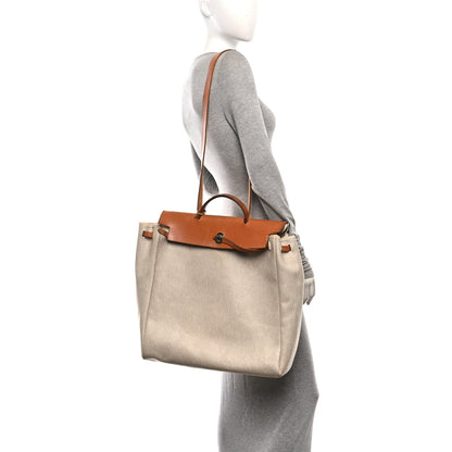 Hermes Toile Vache Calfskin Herbag 40 GM Natural 2 of 12