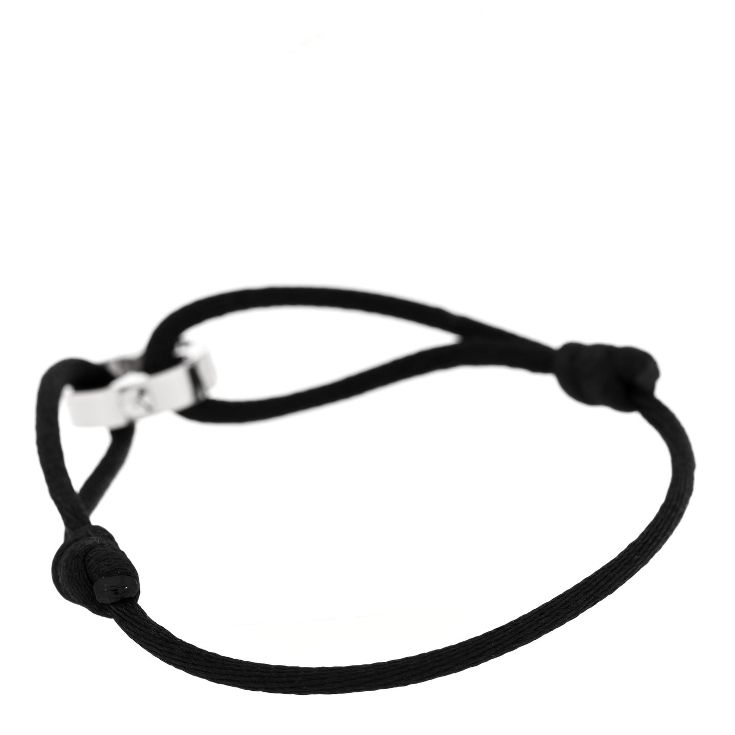 18K White Gold Cord Empreinte Adjustable Bracelet Black