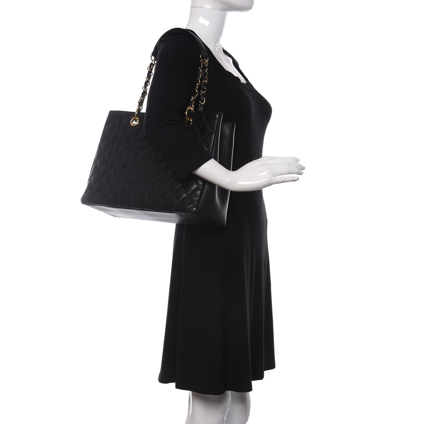 Caviar Quilted Grand Shopping Tote GST Black