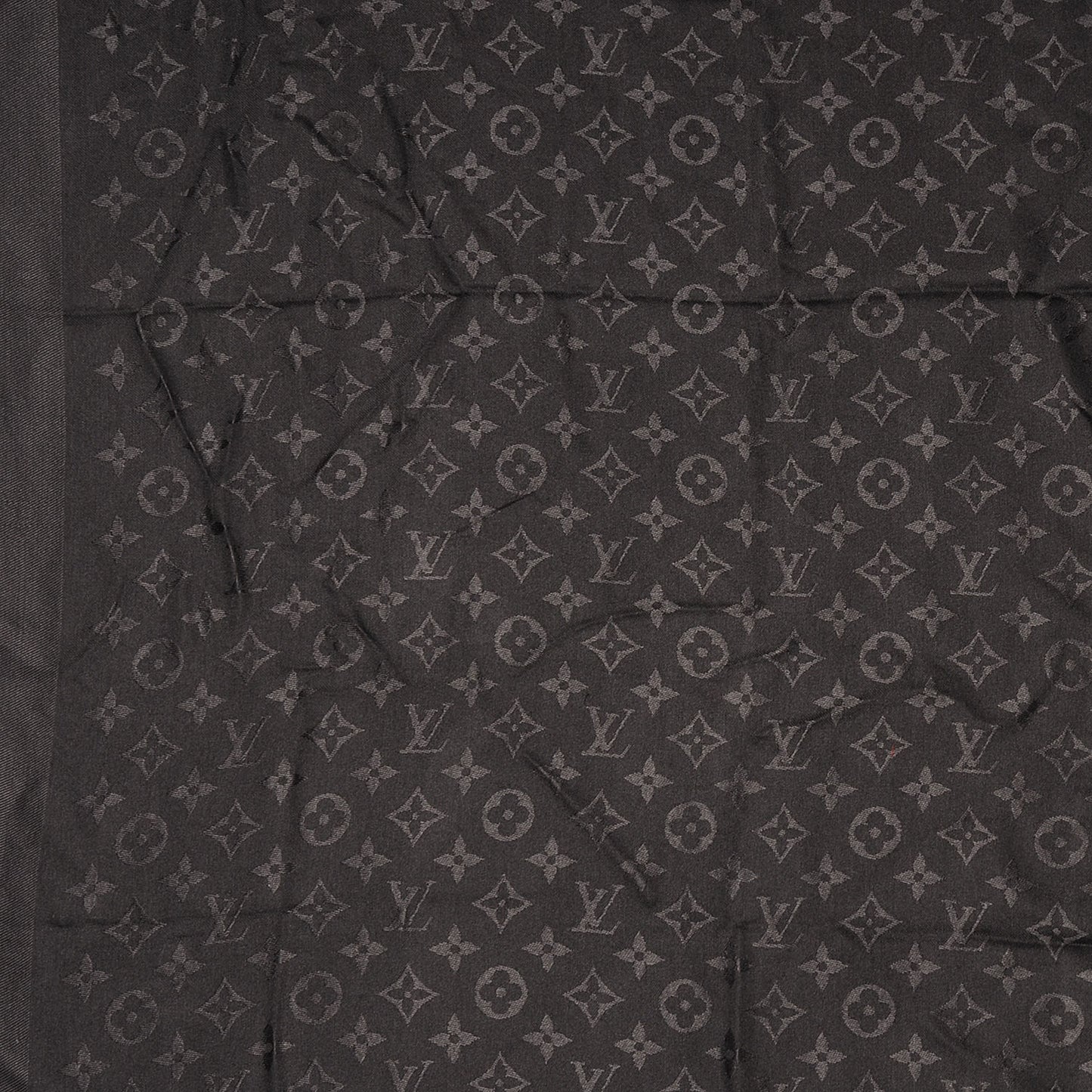 Silk Wool Monogram Shawl Black