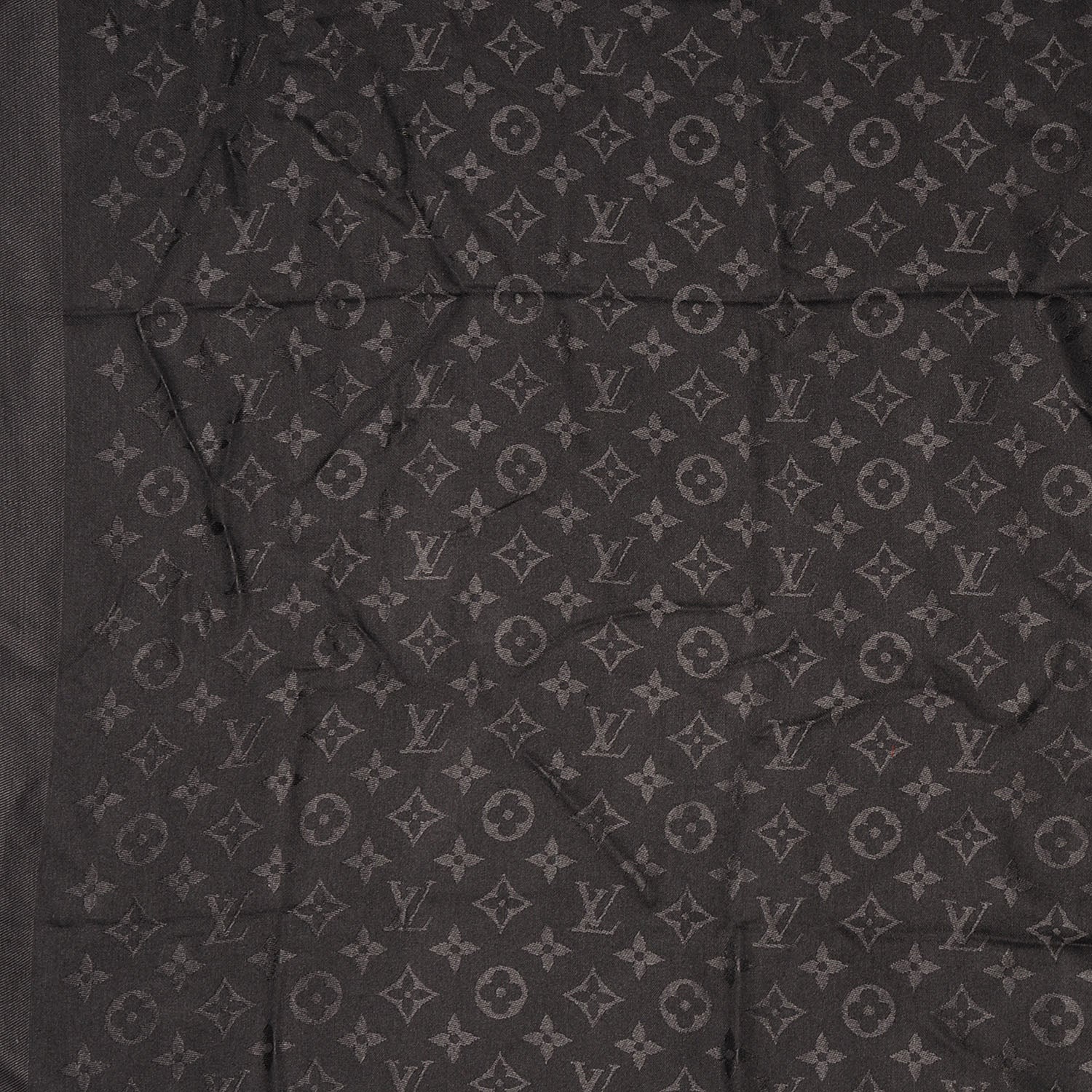 Louis Vuitton Silk Wool Monogram Shawl Black 1 of 4