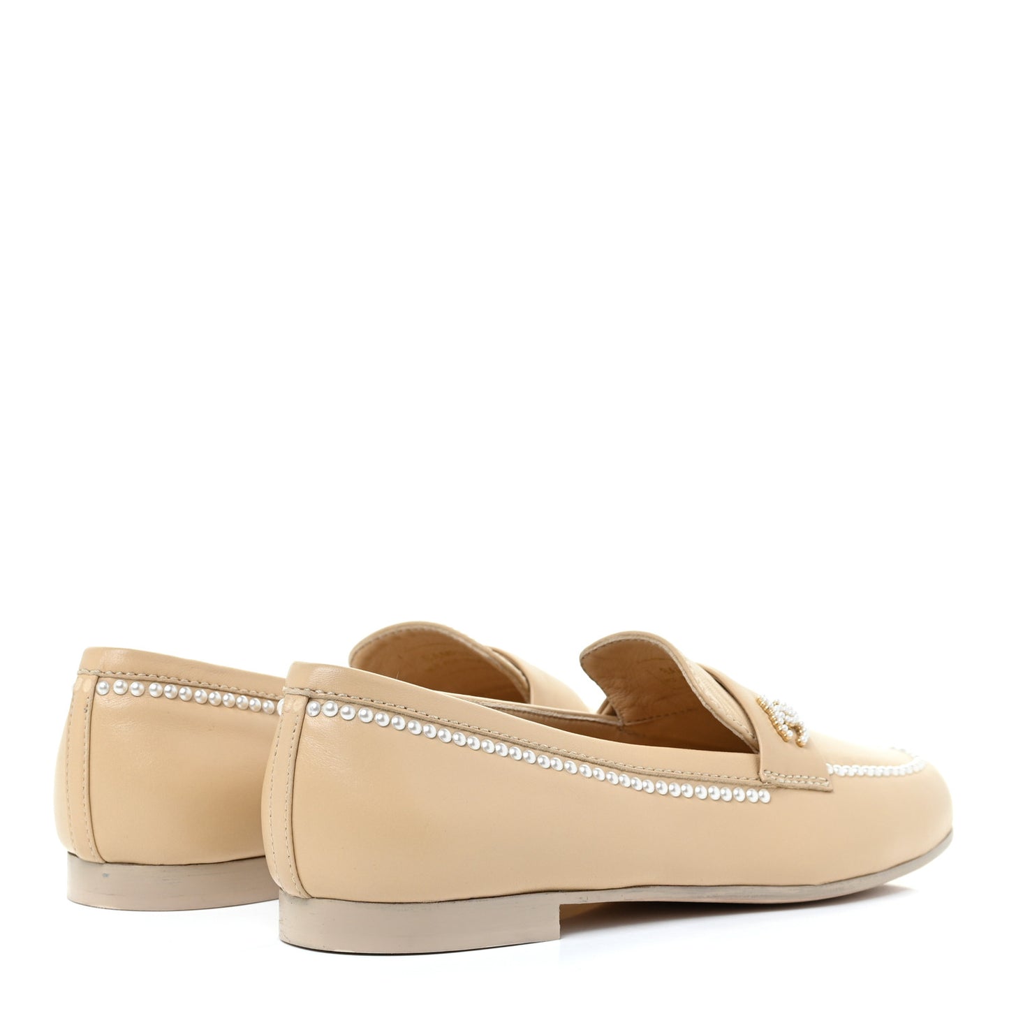 Calfskin Pearl CC Loafers 38 Beige