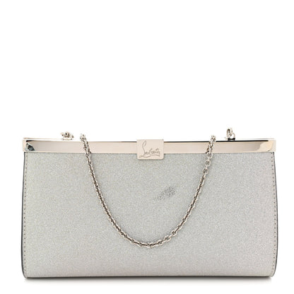 Christian Louboutin Glitter Palmette Clutch Silver 1 of 10